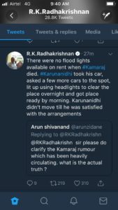 ராதாகிருஷ்ணன் ட்விட்டர் பதிவு