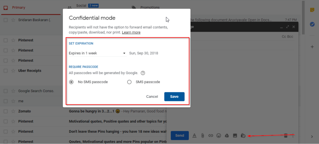 Confidential Mode in New Gmail 